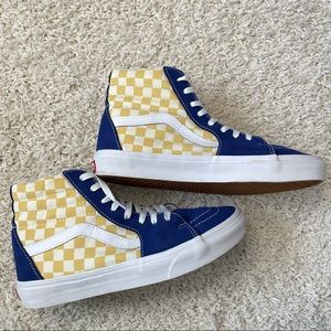 blue and white vans high top